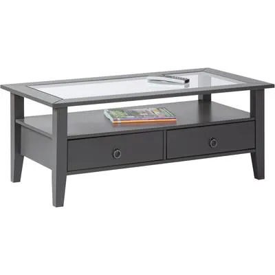 Inter Link Couchtisch mit Sicherheitsglas – Grau, 115 x 60 x 45 cm