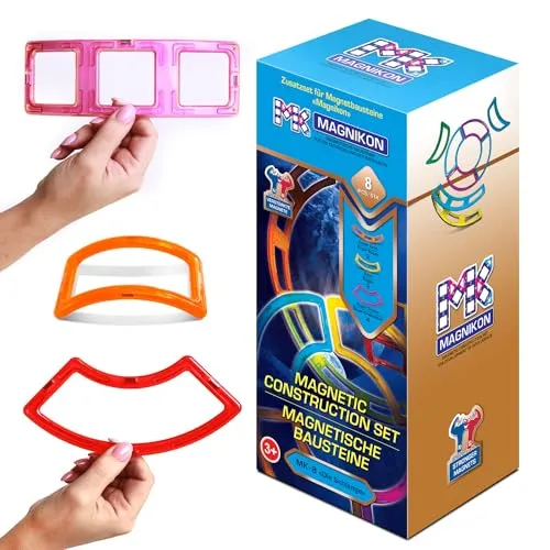 MAGNIKON Magnetische Bausteine Bogen, Super Kreissektoren - Kinderspiele ab 3 Jahre, Zusatzset Magnetspiel Magnetbausteine, Magnete Kinder Spiel, Magnetic Building Blocks, Magnetsteine Magnetspielzeug