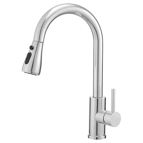 GENBONS Wasserhahn Küche,Polierter Chrom, Hochdruck Küchenarmatur mit Herausziehbarer Brause Ausziehbar Armatur, Mischbatterie Spültischarmatur, 360° Schwenkbar Zwei Sprühfunktionen