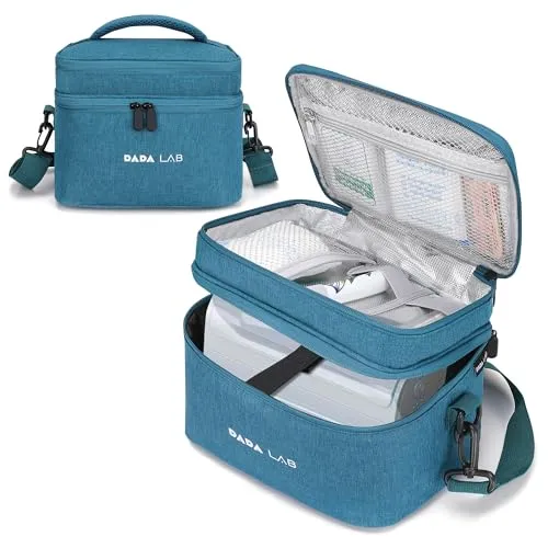 DADA LAB Medikamententasche für Inhalationsgeräte - Wasserabweisende Tasche für Inhalatoren wie Pari Boy & Omron. Optimaler Schutz und komfortabler Transport mit verstellbarem Gurt und praktischen Fächern für Zubehör und Medikamente.