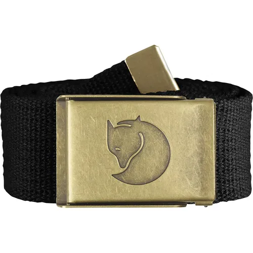 Fjällräven Unisex Gürtel Canvas Brass, Schwarz, Einheitsgröße EU - Robuster 4 cm breiter Canvas Gürtel mit gebürsteter Messingschnalle, ideal für Alltag und Outdoor-Aktivitäten.