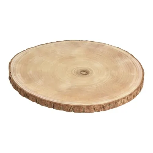 Produktbild Baumscheibe Zum Basteln Rund mit Rinde Ø 35 cm Paulownia Holzscheibe Naturbelassen Holz Scheibe