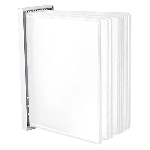 Leviatan Wand Sichttafelsystem mit 10 Sichttafeln - Präsentationsständer für Firmen & Büros, inklusive 10 weißen Sichttafeln mit innovativer, schwenkbarer PVC-Folie für einfachen Dokumenteneinleg und dauerhaften Gebrauch.