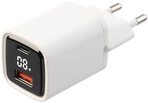revolt Ladestecker: 2-Port-USB-Netzteil mit USB-A & C, QC 3.0, PD und Display, 33 Watt (Ladegeräte Handy, USBC-Netzteil, Ladegerät Anzeige)