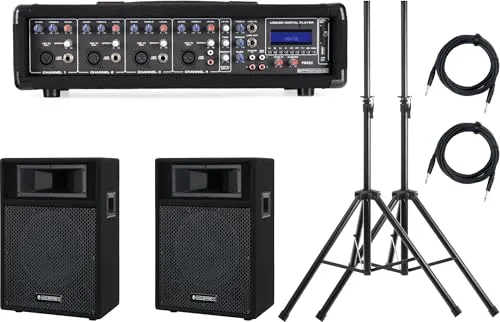 Pronomic PM42-110 StagePower Set - PA Komplettset mit 100 Watt Powermischer, MP3-Player und 10