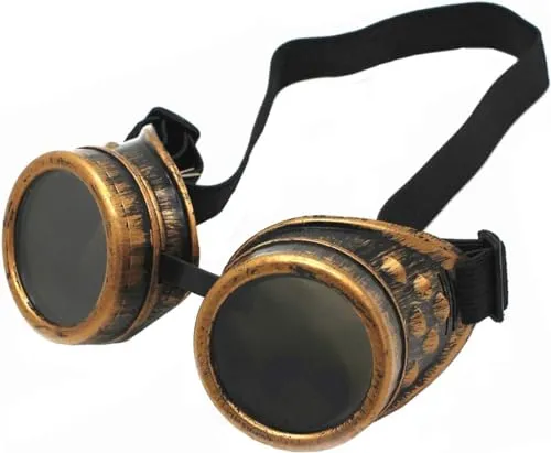 Steampunk Vintage Gothic Brille für Erwachsene, rundes Victorian-Zubehör mit dunklen Gläsern für Halloween, Karneval und Themenpartys, Einheitsgröße