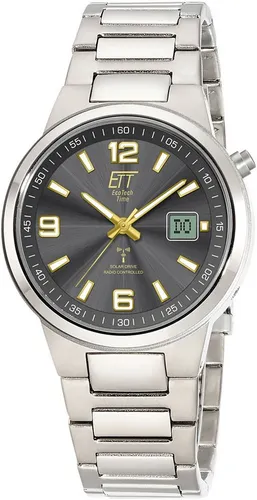 ETT Funkuhr EGT-11708-52M: Solar Herrenuhr aus Titan mit analog-digital Anzeige - Chronographen mit Solar-Antrieb, leuchtenden Zeigern und 180 Tagen Dunkelgangreserve – ideal für stilbewusste Herren.