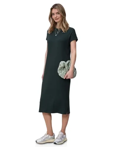 Street One Damen Midi-Kleid aus Jersey in Rippstruktur in grün von Street One