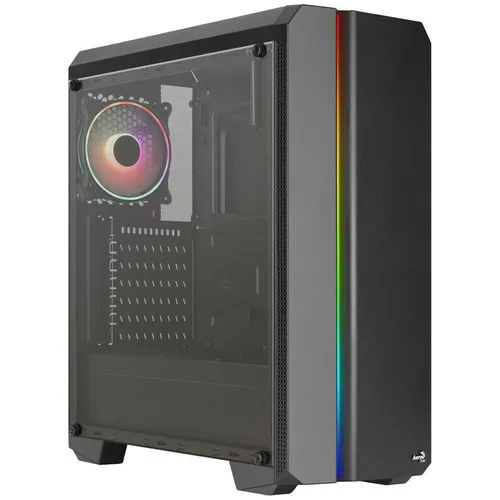 Aerocool Genesis ARGB V2 Midi-Tower - schwarz - PC-Gehäuse für Mainboards bis ATX, mit Tempered Glass Seitentür und einem vorinstallierten ARGB-Lüfter für beeindruckende Beleuchtung.