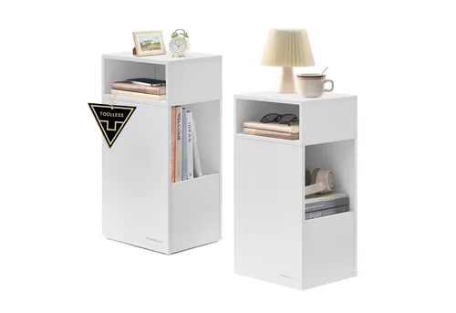 VASAGLE Nachttisch Beistelltisch mit 2 offenen Fächern und 1 Schublade (2-St), 1er Set/2er Set, mit Toolless-Technologie, 30 x 25 x 59,4 cm