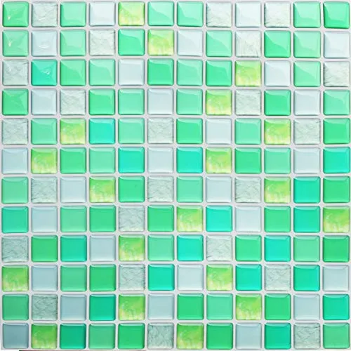 HyFanStr 3D Fliesenaufkleber Küche, Selbstklebende 3D Mosaik Fliesenaufkleber Bad Wasserdicht Fliesendekor Aufkleber 23.6X23.6cm Grün