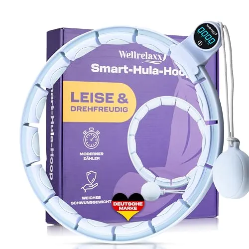 Wellrelaxx Smart Hula Hoop Testsieger – Leiser Fitnessreifen mit Zähler - Fitnessreifen für effektives Abnehmen und Training mit Spaß! Testsieger mit modernem Zähler zur Fortschrittsverfolgung und leiser, drehfreudiger Nutzung.