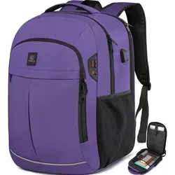 Reiserucksack 17,3 Zoll mit USB-Anschluss, TSA-freundlich, lila