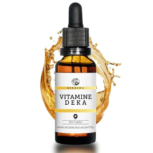 QIDOSHA® Premium Vitamin-Tropfen D E K A - Hochwertige Tropfen mit fettlöslichen Vitaminen D3, K2, E & A in veganem MCT-Öl für optimale Aufnahme. Ideal für eine bequeme Dosierung mit Glaspipette, laborgeprüft und in Deutschland hergestellt.