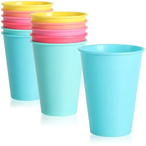 com-four® 12x Becher-Set das Picknick und Grill-Zubehör in Regenbogen-Farben, Campinggeschirr, Reisegeschirr, platzsparend und hygienisch für 6 Paare oder 12 Personen (Becher - 12 Stück)