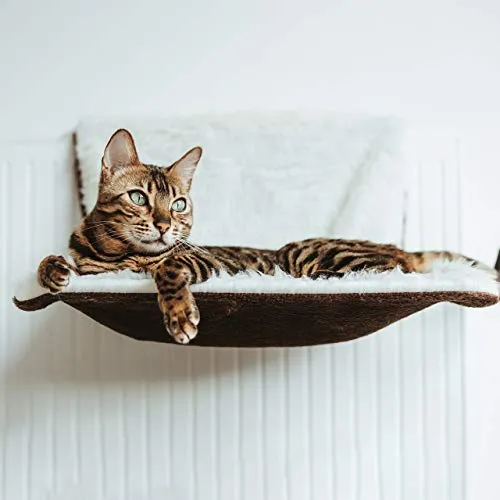 CanadianCat Company Liegemulde für Heizkörper - Katzenhöhlen & -häuser mit stabilem Metallrahmen und luxuriösem Langhaarplüsch-Bezug, abnehmbar und waschbar, ideal für große Katzen.
