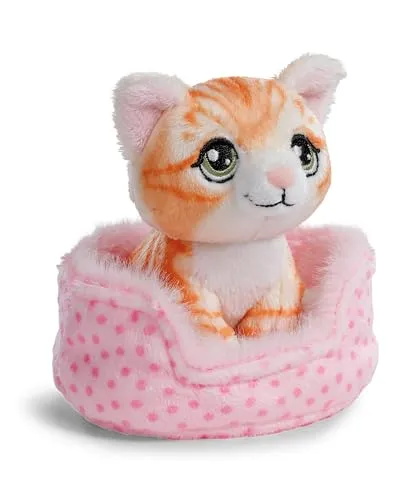 NICI Kuscheltier Katze rot getigert 12cm im Körbchen