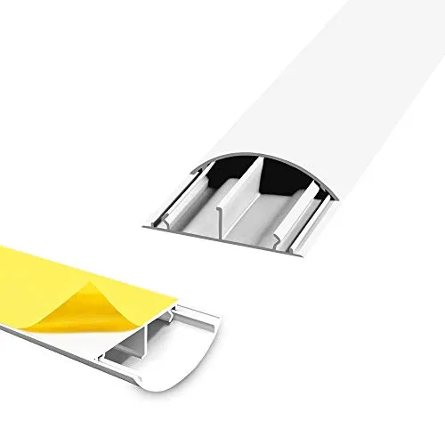 ARLI Kabelkanal Fussboden Kabelbrücke TV Wand 4X 1m halbrund selbstklebend 50 x 12 mm Weiss Boden Fußboden halbrund rund (4 Stück mit 1 m)