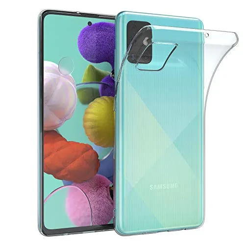 EAZY CASE Hülle kompatibel mit Samsung Galaxy A51 Schutzhülle Silikon, Ultra dünn, Slimcover, Handyhülle, Silikonhülle, Backcover, Durchsichtig, Klar Transparent
