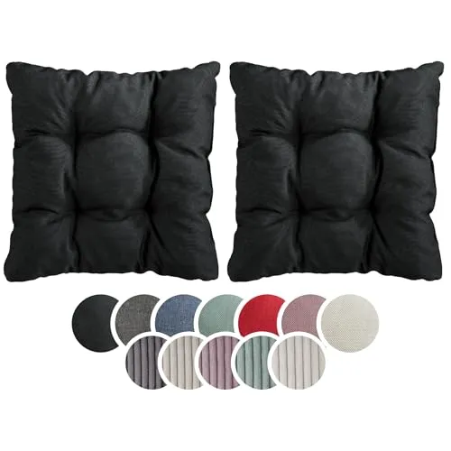 sleepling Stuhlkissen 2er-Set, weicher Möbelstoff, 38 x 38 cm, Sitzkissen in Farbe schwarz