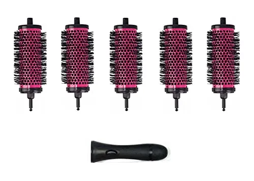 LIGICKY Haarbürsten set rundbürste Mit Abnehmbaren Rollen Rundes Styling Werkzeug für lockiges Haar, 5 Rollen (5,3 cm) + 1 Griff, Medium