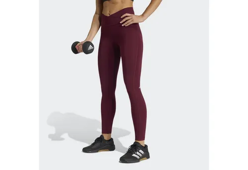 ADIDAS 3 Stripes Studio All Me 7/8 X-Over Leggings in rot von adidas