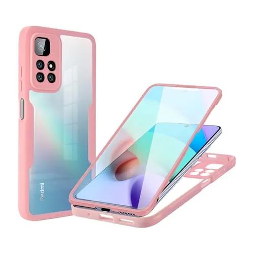 betterfon 360 Grad Hülle Kompatibel mit Xiaomi Redmi 10 | Handyhülle mit eingebautem Displayschutz für Redmi 10 | Rosa
