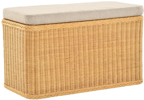 Rattan Wäschetruhe mit gepolstertem Sitz von Korb-Outlet