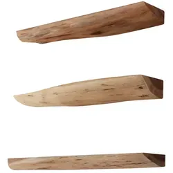 Wandregal Bordna aus Akazienholz, 3er-Set, 60 cm, modernes Baumkanten-Design - Bringe mit dem 3er-Set Wandregal Bordna modernes Flair in Dein Zuhause. Die einzigartige Baumkante und die natürliche Maserung machen jedes Regal zum Unikat. Ideal für stilvolle Präsentation Deiner Lieblingsstücke.