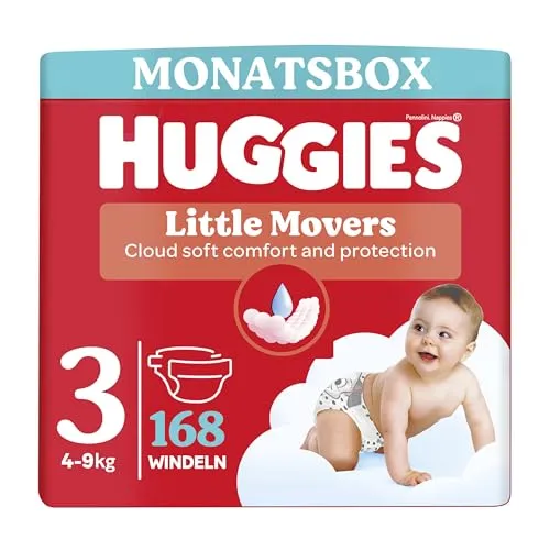 Huggies Baby-Windeln Little Movers, Disney-Design, Größe 3, 168 St. (3 x 56), Monatsbox