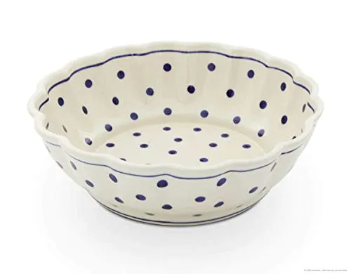 Bunzlauer Keramik Schüssel mit gewelltem Rand, Ø24,2cm, H=7,7cm,V=1,3 Liter Dekor 37