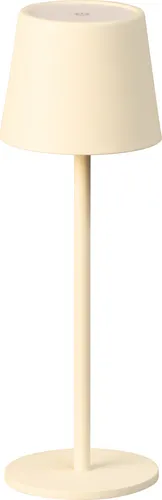 easy! by FHL 850422 Tischleuchte Außenleuchte Roxi Metall sandbeige Akkubetrieb, USB Kabel