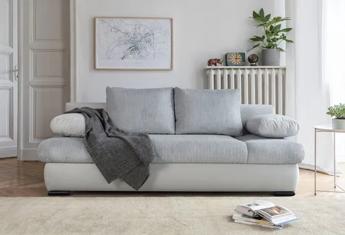 COLLECTION AB Schlafsofa Chicago mit Bettfunktion - Sofas: Komfortables Schlafsofa mit Federkern, Bettkasten und hautfreundlichem Cord-Samt Bezug für gemütliche Sitz- und Schlafgelegenheiten.