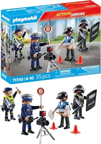 PLAYMOBIL Figurenset Polizei – Kreatives Spielvergnügen - Erlebe spannende Abenteuer in der Polizeiwelt! Dieses Figurenset fördert die Fantasie von Kindern ab 4 Jahren und lässt sich ideal mit anderen PLAYMOBIL-Welten kombinieren. Robuste Qualität für langanhaltenden Spielspaß.