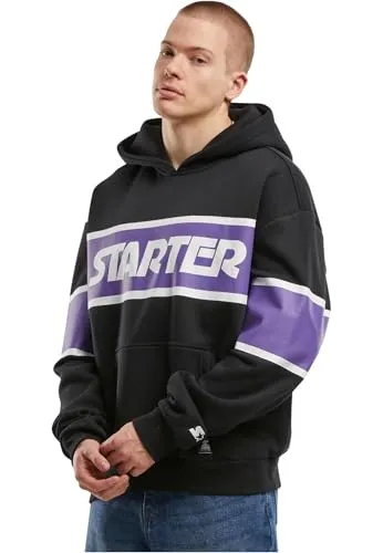 STARTER BLACK LABEL Herren Hoodie mit Streifen, Schwarz/Lila, L EU - Kapuzenpullover für Herren mit markantem Streifen-Design und Loose Fit-Passform für höchsten Tragekomfort. Ideal für einen urbanen Look und tägliche Abenteuer.