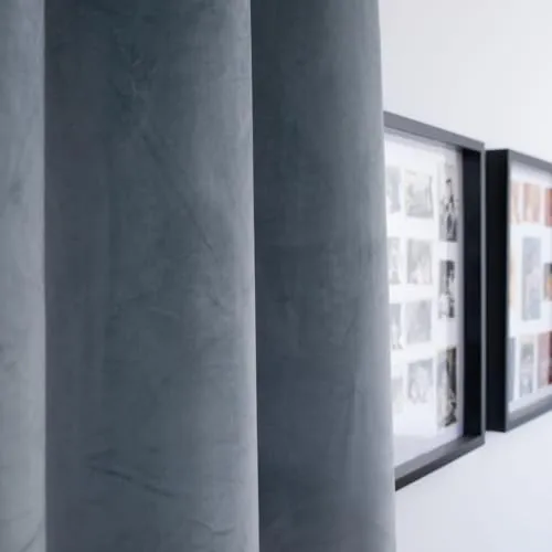 Cotton Market Velours Gardinen 250x140 cm - Vorhänge für Fenster und Balkontür - Vorhang für das Haus auf Band - Vorhang Blickdicht - Gardinen Stange Curtains - Verdunkelungsvorhang - Hellgrau