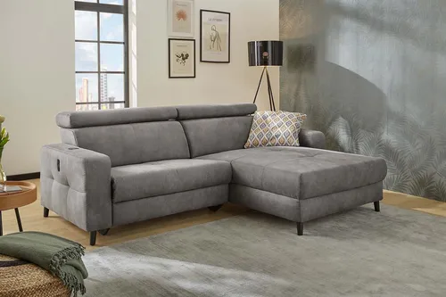 Jockenhöfer Gruppe Ecksofa Doppio L-Form, B: 247 cm, mit elektr. Relaxfunktion und, Kopfteilverstellung, USB-Anschluss, induktive Ladestation & Zierkissen