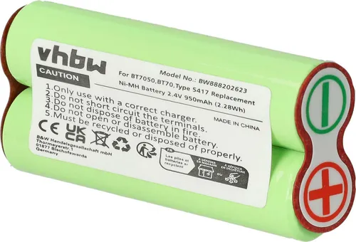 vhbw Akku kompatibel mit Braun Series 7, BT70, BT7050, BT5090, CruZer 6 Rasierer (950 mAh, 2,4 V, NiMH)