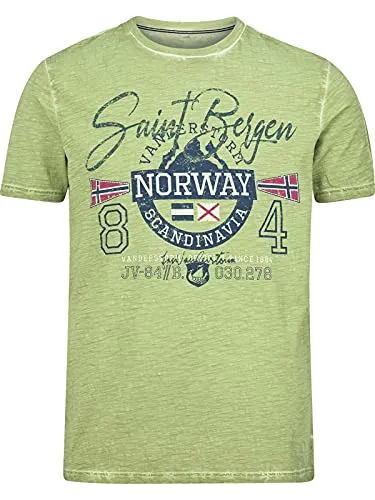 Jan Vanderstorm Herren T-Shirt Helgo in Grün, 3XL (XXXL) - Einzigartiges Design - Activewear-T-Shirt für Herren mit einzigartigem Unikat-Design, aus 100% Baumwolle für angenehmen Tragekomfort und praktischer Arm-Tasche. Perfekt für Plus-Size Männer!