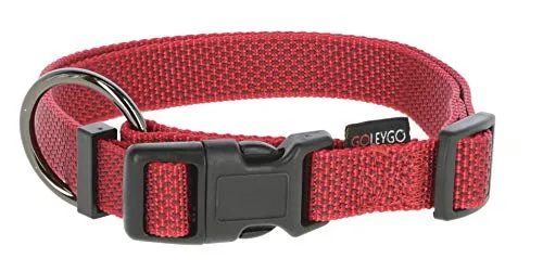GOLEYGO Hundeleine Flat + Halsband, Rot, Größe M (1,4-2m) – Sicherer Magnetverschluss