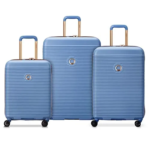 DELSEY PARIS Freestyle 4 Double Rolls Trolley Set L/M/S - Sky Blue - Koffer-Set mit 3 robusten Trolleys, ideal für jedes Reiseabenteuer. Ausgestattet mit stichfestem Reißverschluss und TSA-Zahlenschloss für maximale Sicherheit.
