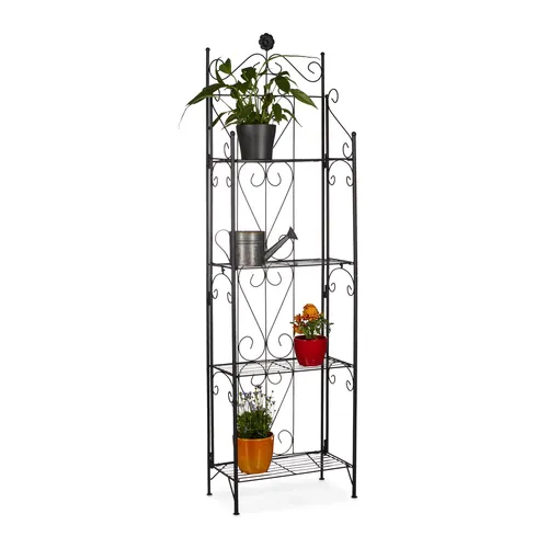 Blumenregal Metall - Vintage Pflanzenständer - Topfpflanzenständer aus robustem Metall mit elegantem Vintage-Design, ideal für Innen- und Außenbereiche, bietet Platz für Ihre Pflanzen und schafft eine stilvolle Atmosphäre.