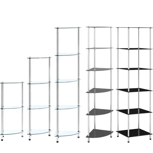 vidaXL Regal mit 4 Ablagen - Transparentes Hartglas 40x40x100 cm - Modernes Regal aus robustem Hartglas und Edelstahl, ideal für Wohnzimmer, Büro oder Bad. Mit 4 Ablagen bietet es viel Platz für Ihre Lieblingsstücke und ist leicht zu reinigen.