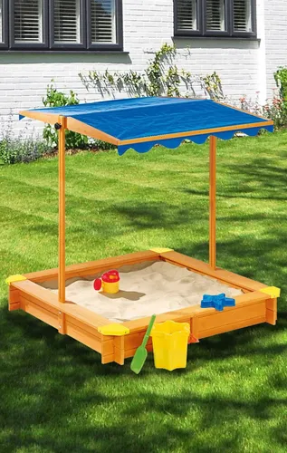 Sandkasten mit Dach aus Holz für Kinder