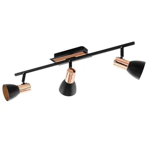 EGLO BARNHAM Spot, schwarz, kupfer 94586 - Moderner Deckenspot - Lampe & Leuchte mit elegantem Design, bietet gezielte Beleuchtung und ist ideal für Küche, Wohnzimmer oder Flur. Inklusive energieeffizienter LED GU10-Leuchtmittel.