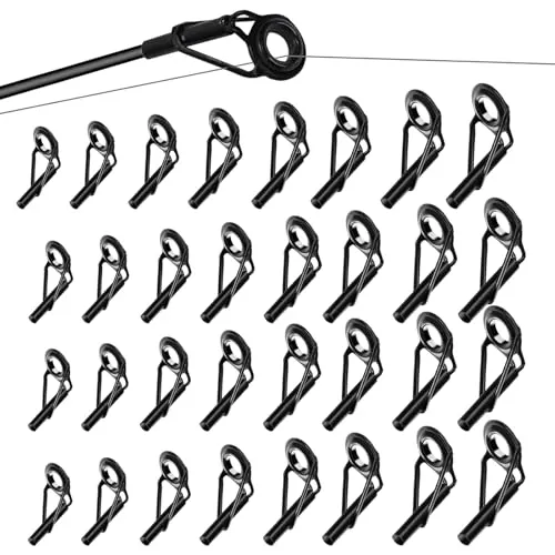 N-AA 32 Stück Spitzenring Rutenring, Angelrute Reparatur Spitzenring, Angelrute Reparatur Zubehör, Angelrutenführung, Angelruten Spitzen Reparatur, Anwendbar für alle Gewässer (8 Größen)