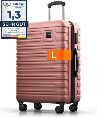 Travely Premium Hartschalen-Trolley 67x46x26cm in pink von Travely