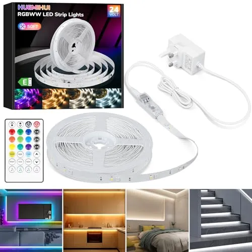 15M RGBWW+IC LED Strip mit Fernbedienung