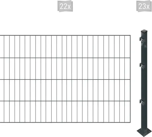 Einstabmattenzaun Anthrazit 80 cm, 44 m inkl. Pfosten - Robustes Zaunsystem mit 22 Einstabmatten und Pfosten zum Einbetonieren, UV- und witterungsbeständig für maximale Langlebigkeit. Ideal für langlebige und ansprechende Einfriedungen.