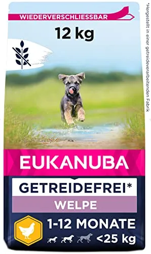 Eukanuba Puppy Small/Medium Grainfree Chicken 12KG - Hundefutter für kleine und mittelgroße Rassen, mit hochwertigem Huhn und ohne Getreide, speziell entwickelt für die Ernährungsbedürfnisse von Welpen im ersten Lebensjahr.